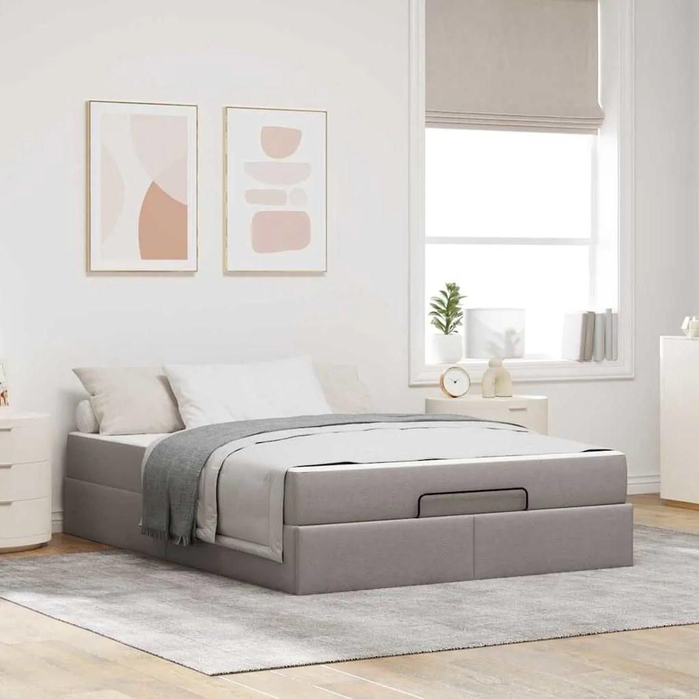 vidaXL Estrutura da Cama Cinzento-acastanhado 140 x 190 cm tecido