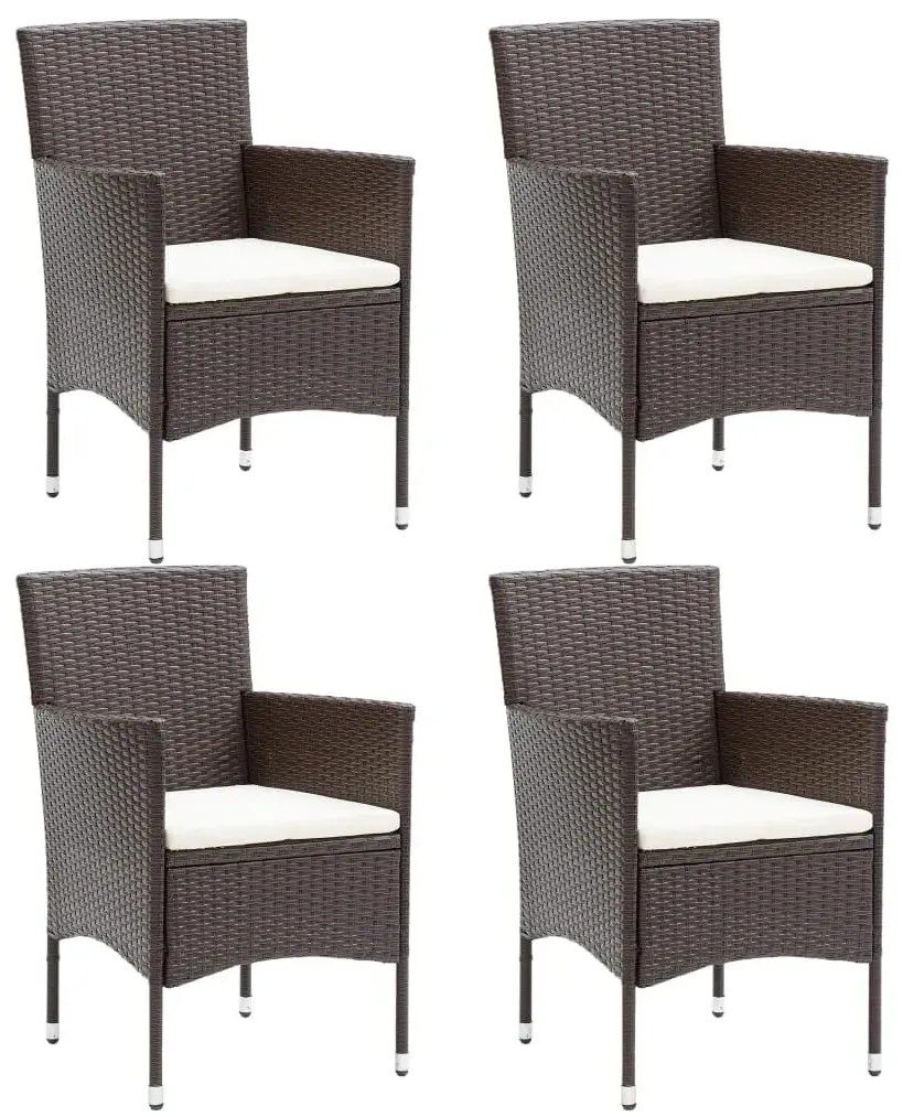 5 pcs conjunto jantar p/ jardim c/ almofadões vime PE castanho