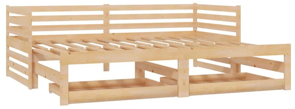 Sofá-cama de puxar 2x(90x200) cm madeira de pinho maciça