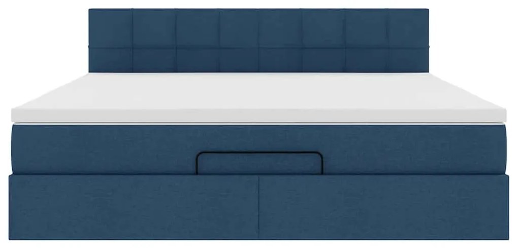 Estrutura de cama otomana com colchão 160x200 cm tecido azul