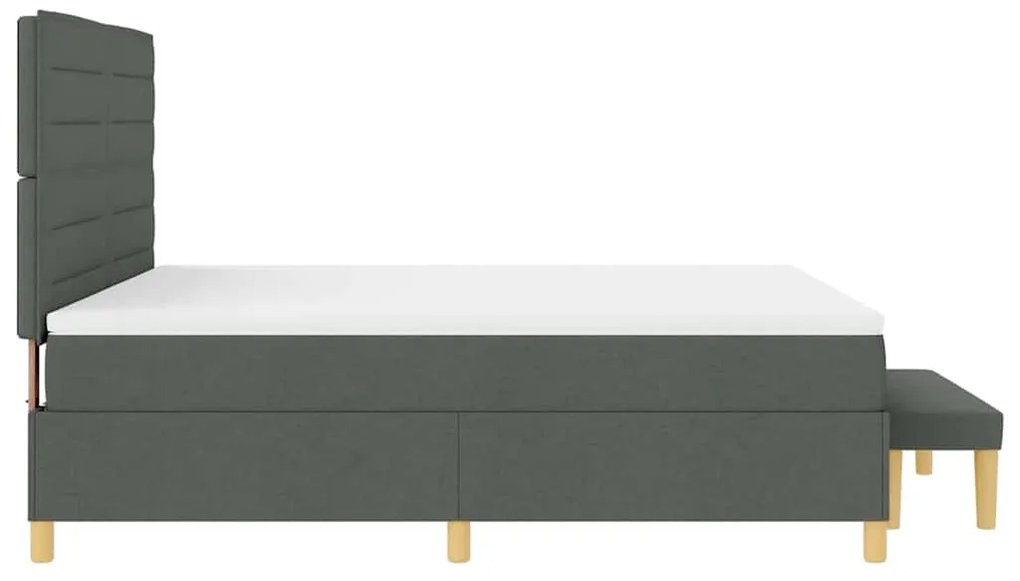 Cama Box com Colchão e Banco Cinza Escuro 180x200 cm Tecido