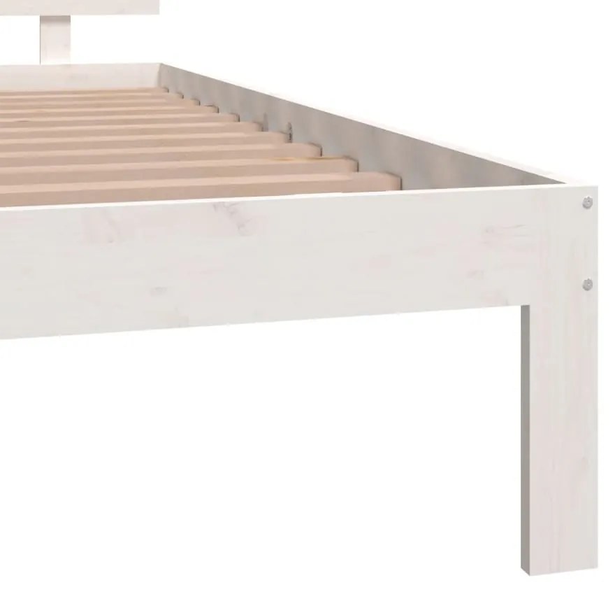 Estrutura cama pequena casal UK 120x190 cm pinho maciço branco