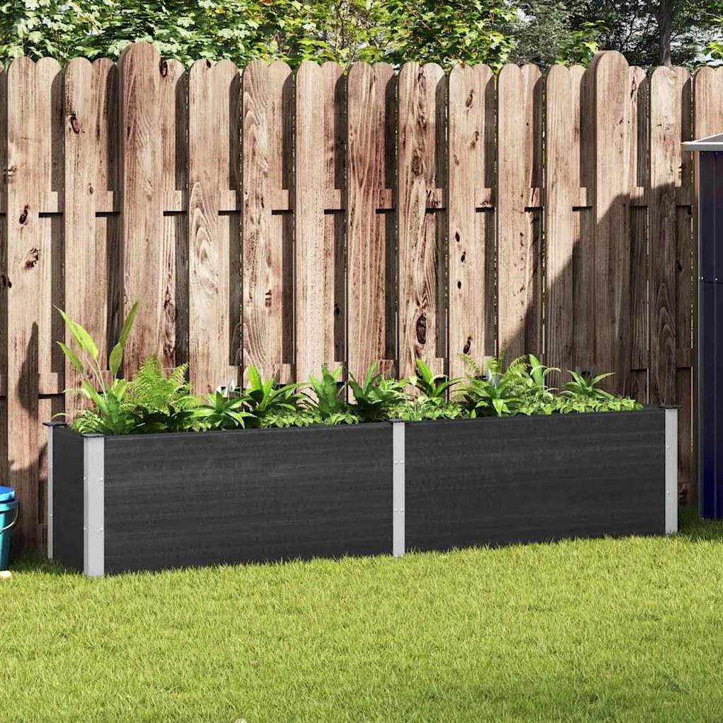 Canteiro elevado de jardim 250x50x91 cm WPC cinzento