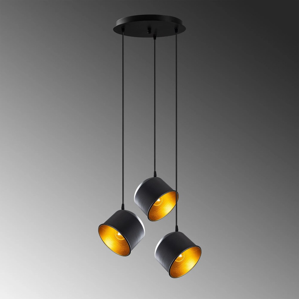 Chandelier Berceste – Preto – Diâmetro 38 cm, Altura 110 cm
