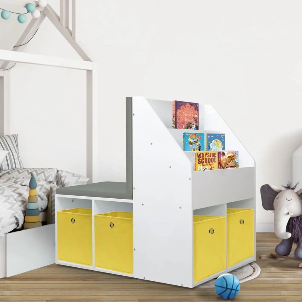 80285 vidaXL Armário infantil com banco 60x78x78 cm MDF branco