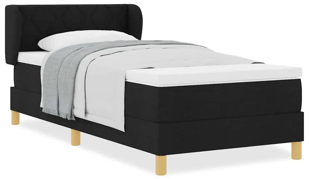 Cama Box Spring vidaXL com Colchão Preto 90x200 cm Tecido