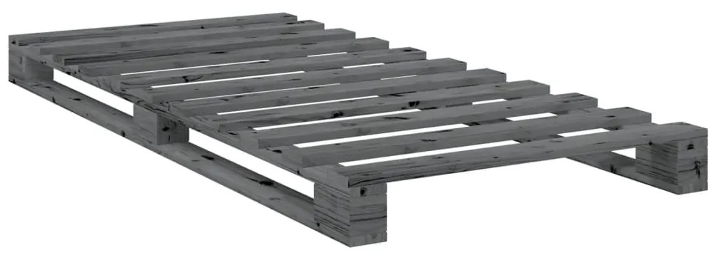 Estrutura de cama com cabeceira 90x200 cm pinho maciço cinzento
