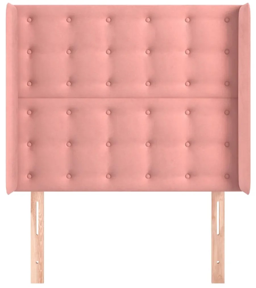 Cabeceira de cama c/ abas veludo 93x16x118/128 cm rosa