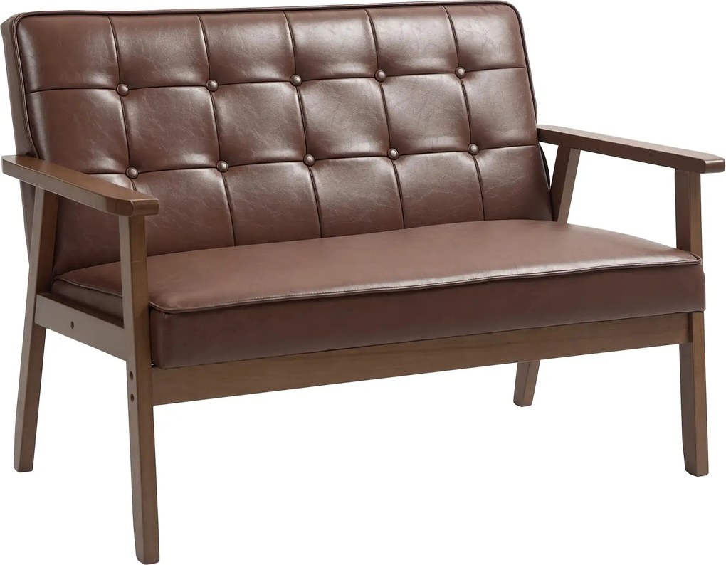 Sofá de 2 Lugares "Vintage Chester" - Couro PU - 115x70x81 cm - Castan
