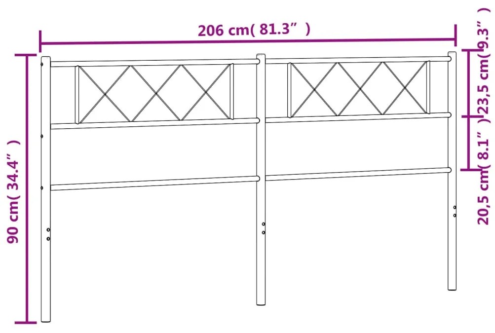 Cabeceira de cama 200 cm metal preto