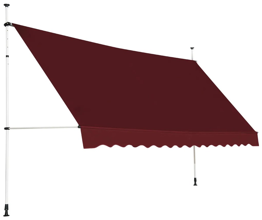 Toldo 400 cm telescópico e retrátil resistente aos raios UV impermeável com manivela altura regulável para janela varanda jardim Vermelho