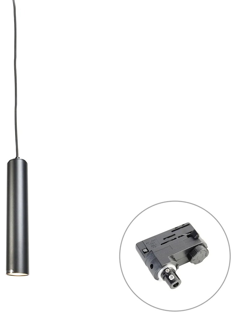 Candeeiro Pendente de Design Preto Incluindo Adaptador de Calha Trifásica - Tuba Small Trifásico