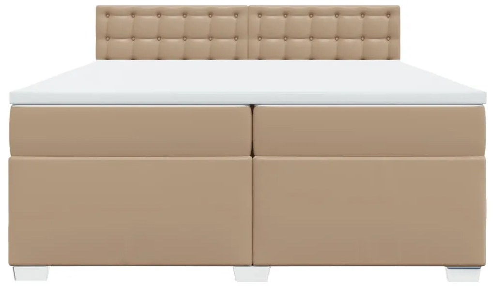 Cama com Molas/Colchão e Luzes Led - 200x200 cm - Couro Artificial Cap