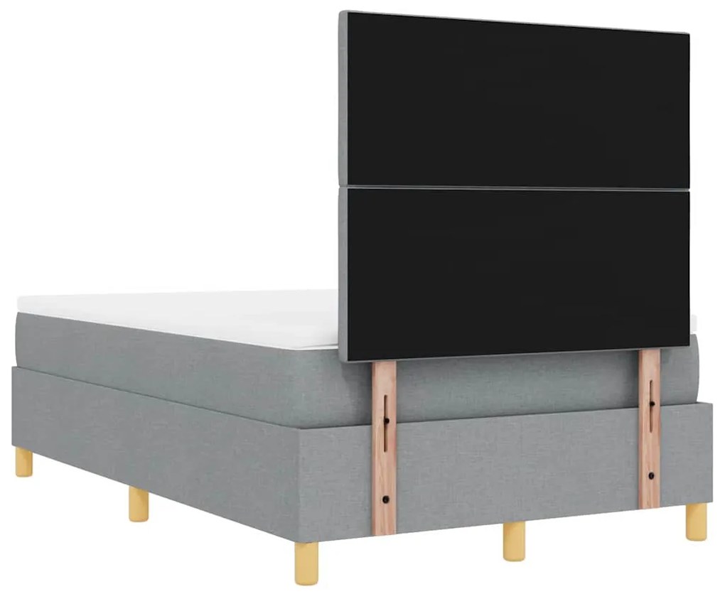 Cama Box Spring com Colchão &amp; Banco Cinza Claro 120 x 190 cm Tecido