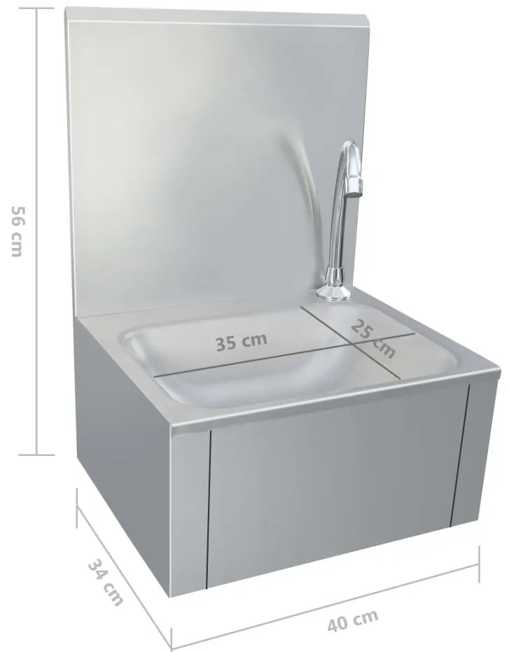 Lavatório com torneira aço inoxidável e dispensador de sabonete