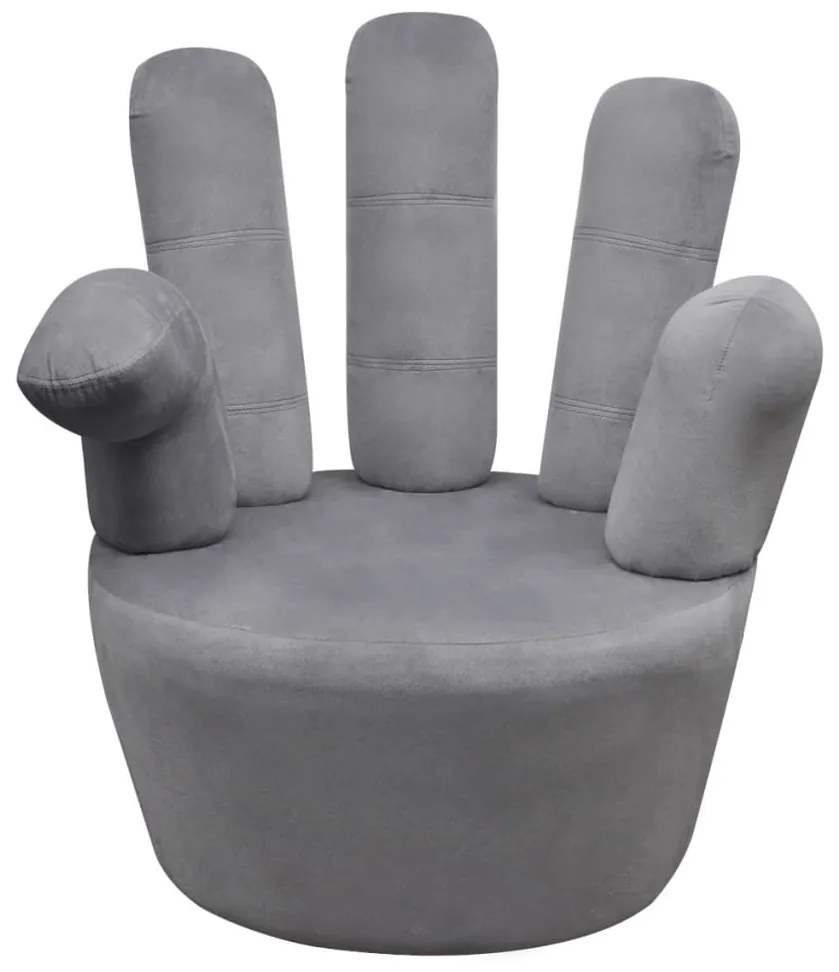 Cadeira em forma de mão veludo cinzento