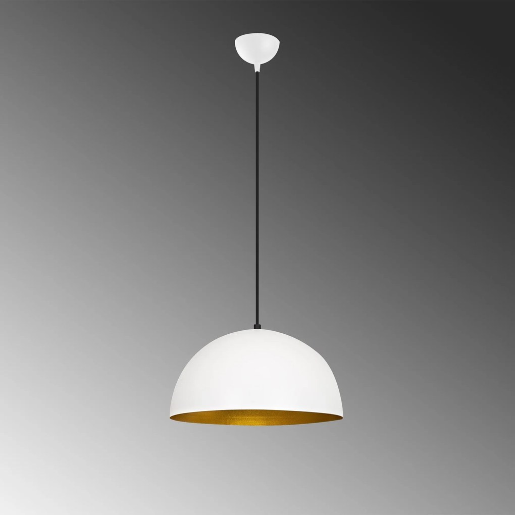 Candeeiro de Teto Sivani – Branco e Dourado – Diâmetro 40 cm