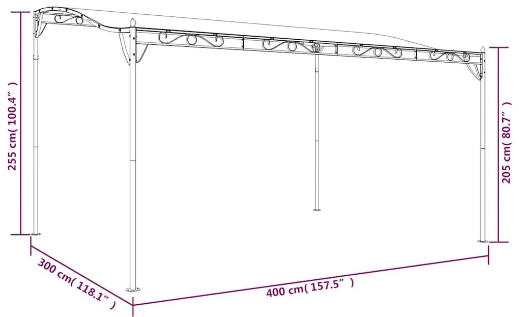 Toldo 4x3 m 180 g/m² tecido e aço cor creme