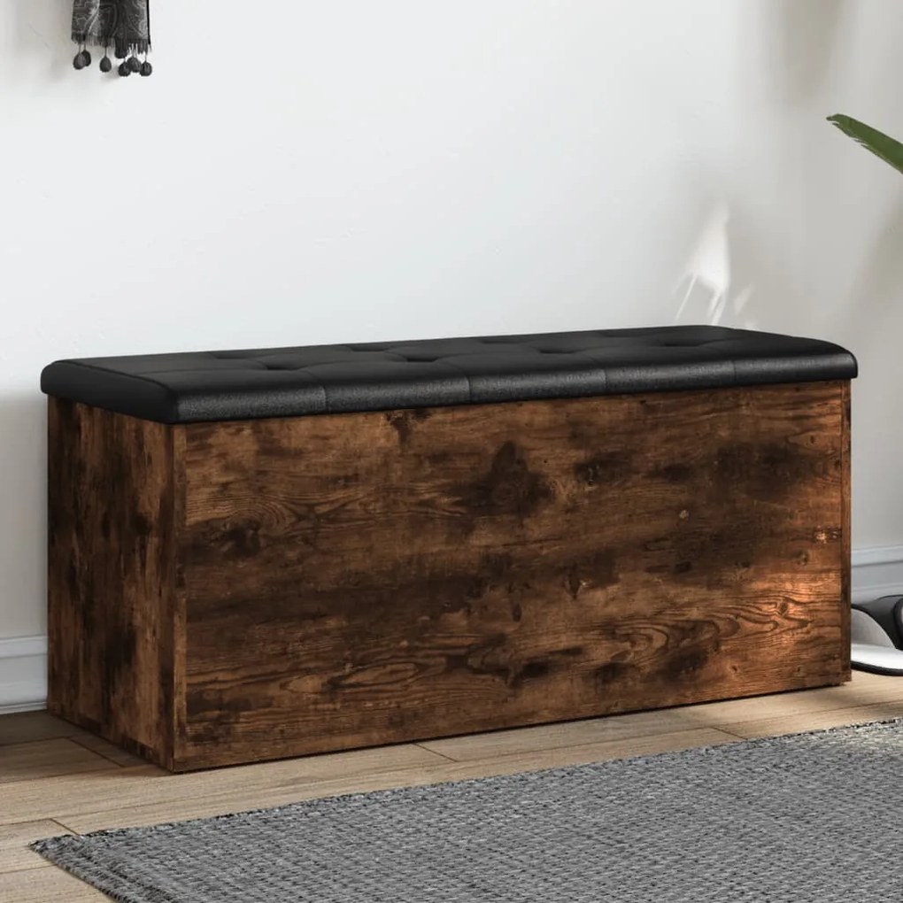 vidaXL Banco arrumação 102x42x45 cm derivados madeira carvalho fumado