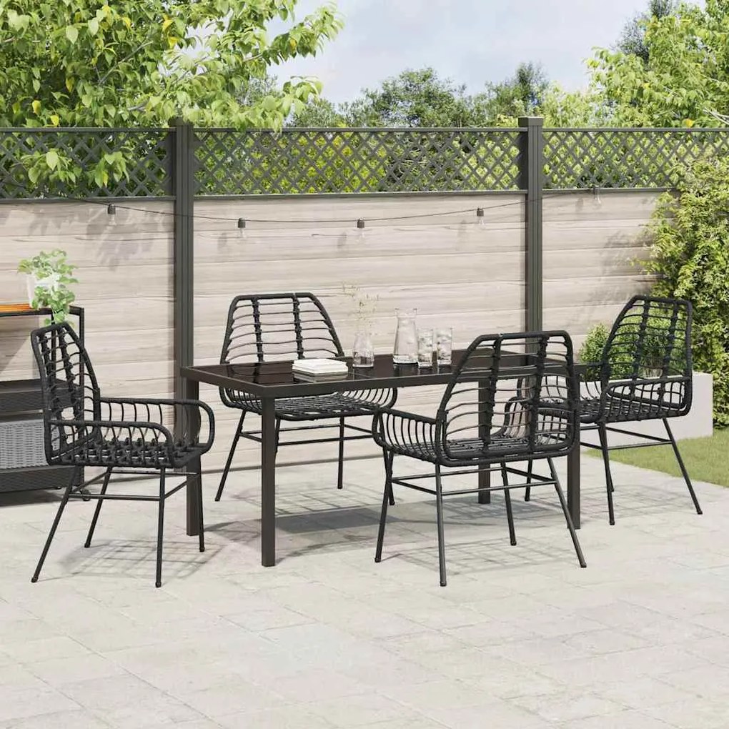 Conjunto de jantar de jardim com 5 peças em rattan sintético preto