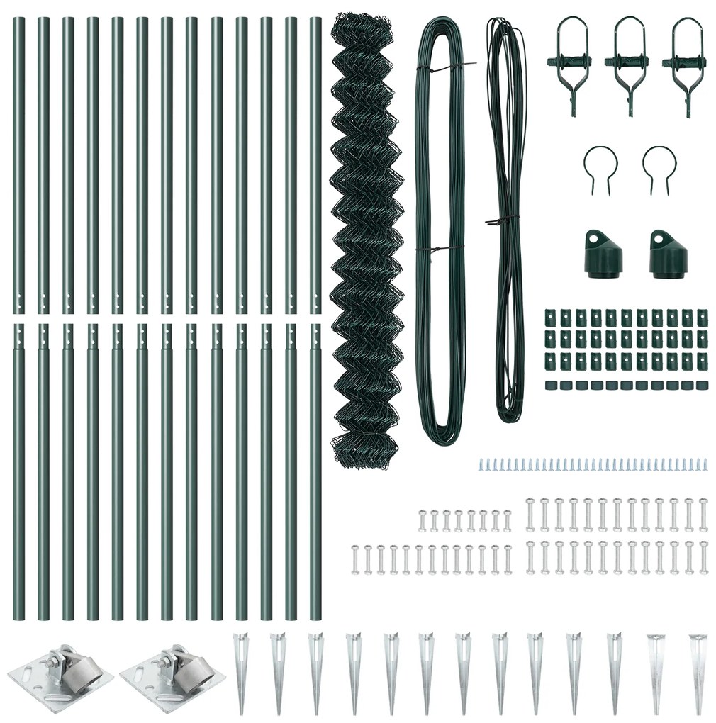 Cerca de Corrente Conjunto de 2 Verde Metal 1,5 x 25 m