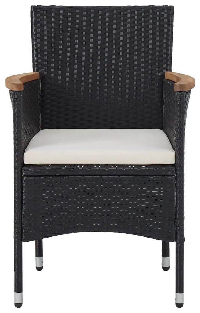 5 pcs conjunto jantar p/ exterior vime PE madeira acácia preto