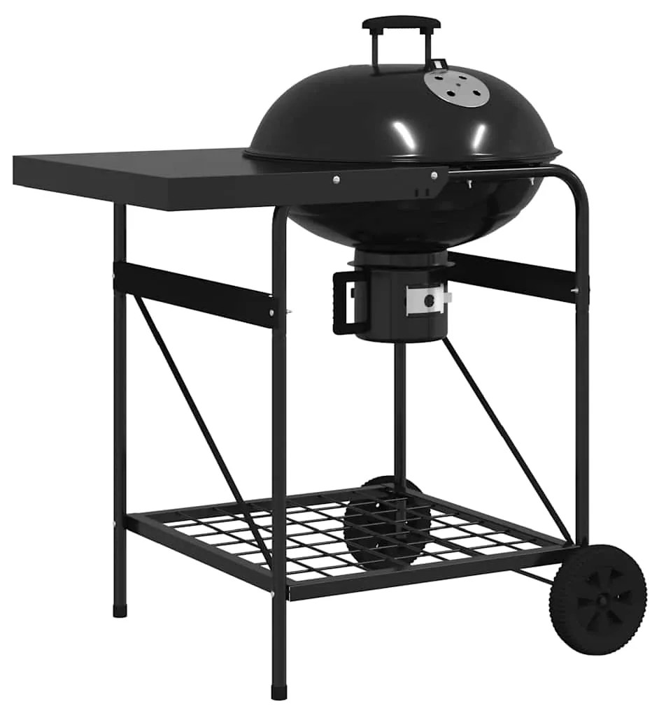 Carro de Carvão Parilla com Tampa Preta 96x72x113 cm em Metal
