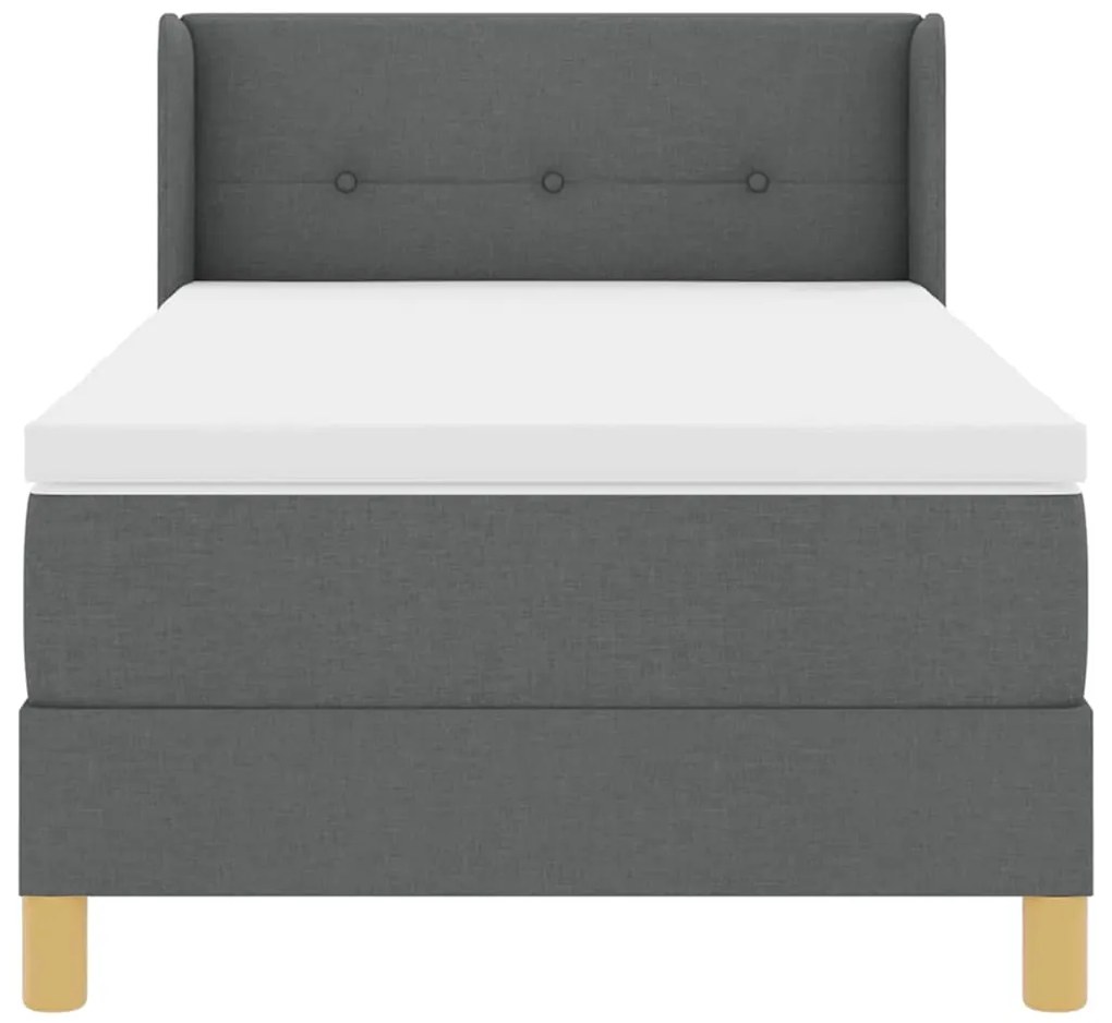 Cama Box com Colchão Cinza Escuro, 80 x 200 cm, Têxtil.
