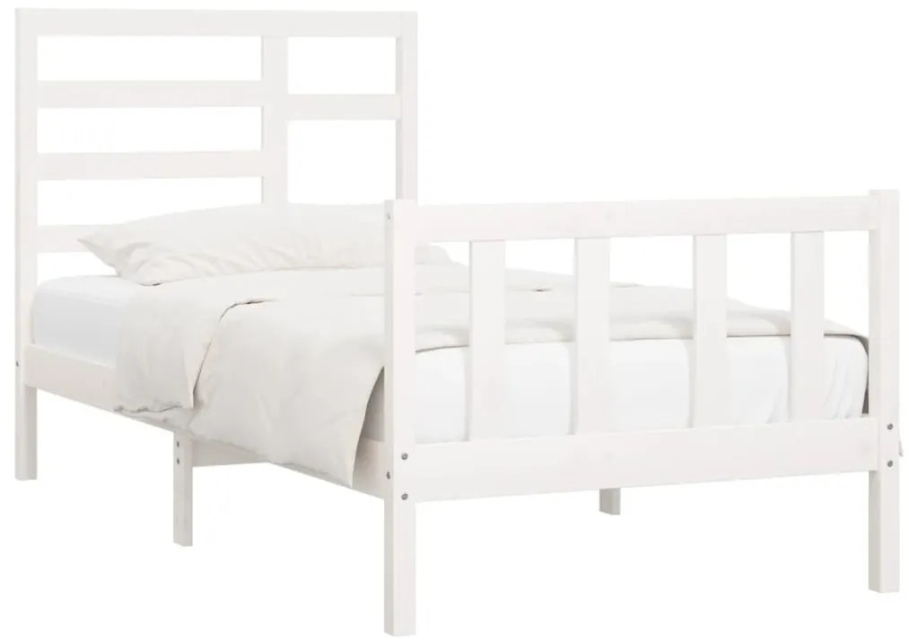 Cama sem colchão 90x200 cm madeira de pinho maciça branco