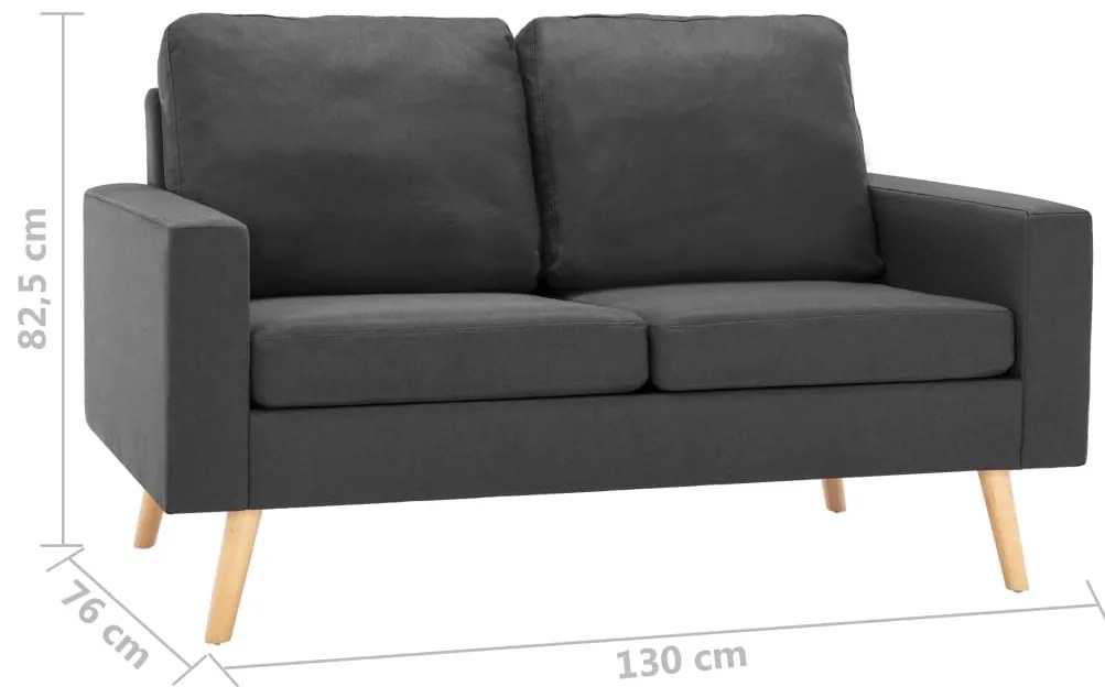 2 pcs conjunto de sofás tecido cinzento-escuro