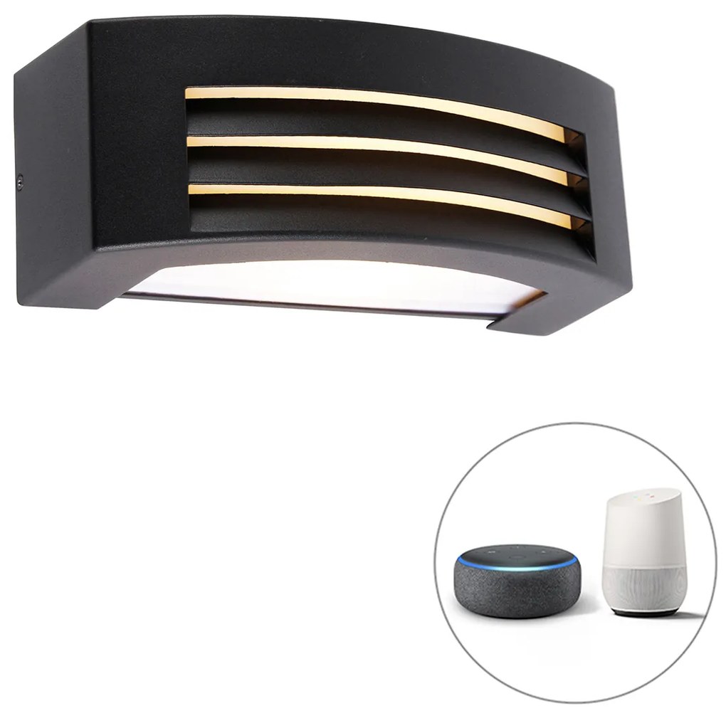 LED Candeeiro de parede exterior inteligente preto IP44 com Wi-Fi A60 - Hurricane Moderno
