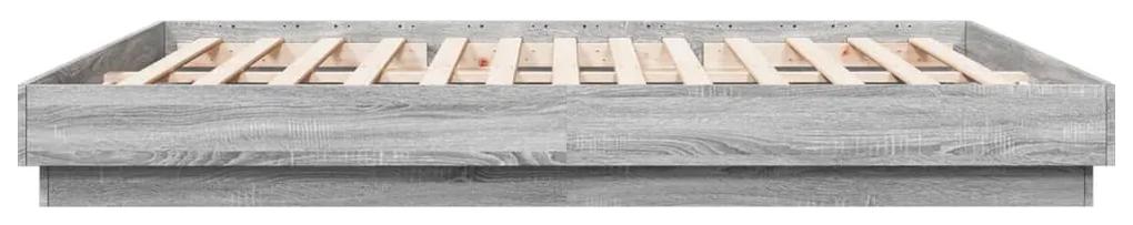 Estrutura de cama 200x200 cm derivados madeira cinzento sonoma