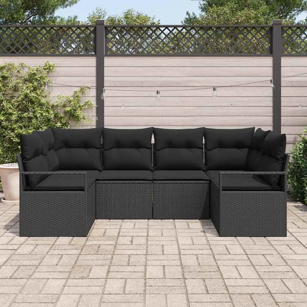 Conjunto de Sofá de Jardim com 6 peças da com Almofadas de Rattan Poli