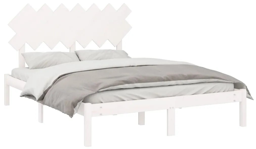 Estrutura de cama king 150x200 cm madeira maciça branco