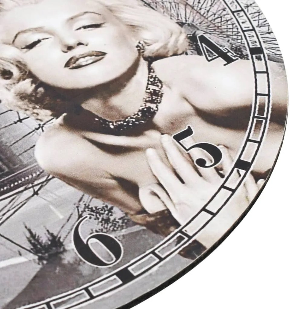 Relógio de parede vintage Marilyn Monroe 30 cm