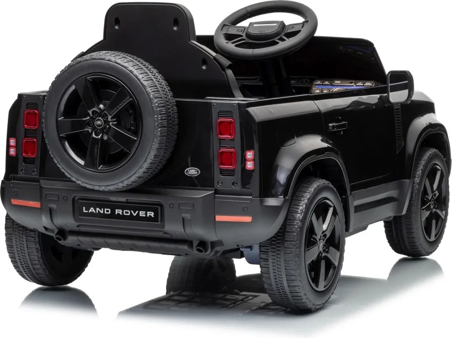 Carro elétrico para Crianças 12V 4x4 Land Rover Defender Rodas de espuma EVA, Assento Couro ecológico, Controlo remoto Preto