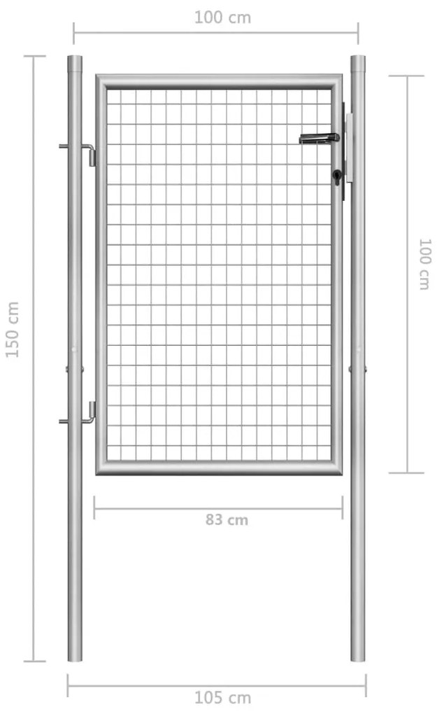 Portão de jardim em aço galvanizado 105x150 cm prateado