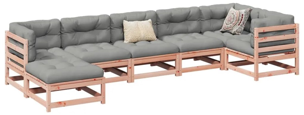 vidaXL 7 pcs conj. sofás jardim c/ almofadões madeira abeto-de-douglas
