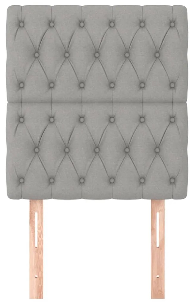 Cabeceira de cama 2 pcs tecido 80x7x78/88 cm cinzento-claro