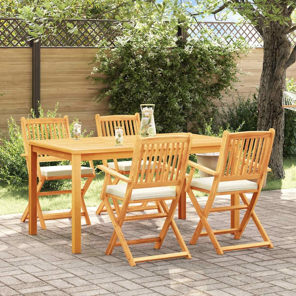 vidaXL Cadeira Dobrável com almofada 4 pcs Branco 49 x 57,5 x 92cm