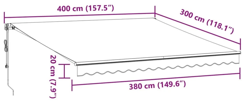 Toldo retrátil automático 400x300 cm bordô