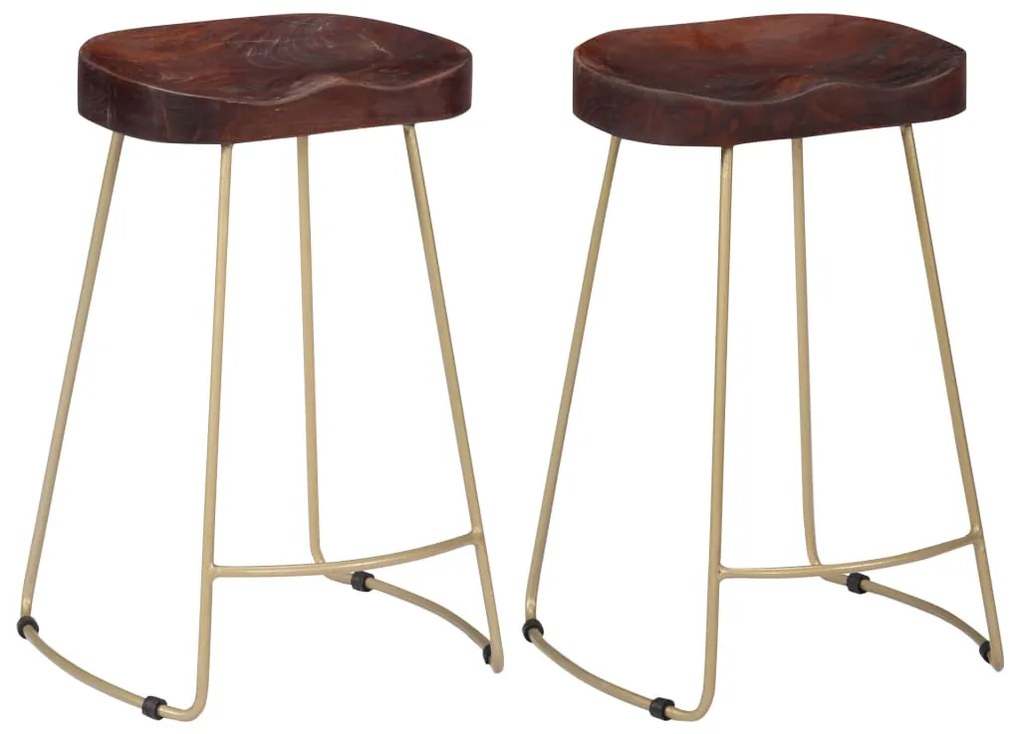 247833 vidaXL Bancos de bar Gavin 2 pcs madeira mangueira maciça