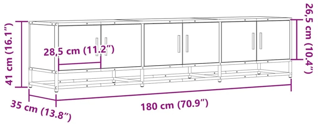 Móvel de TV 180x35x41 cm derivados de madeira cinzento sonoma