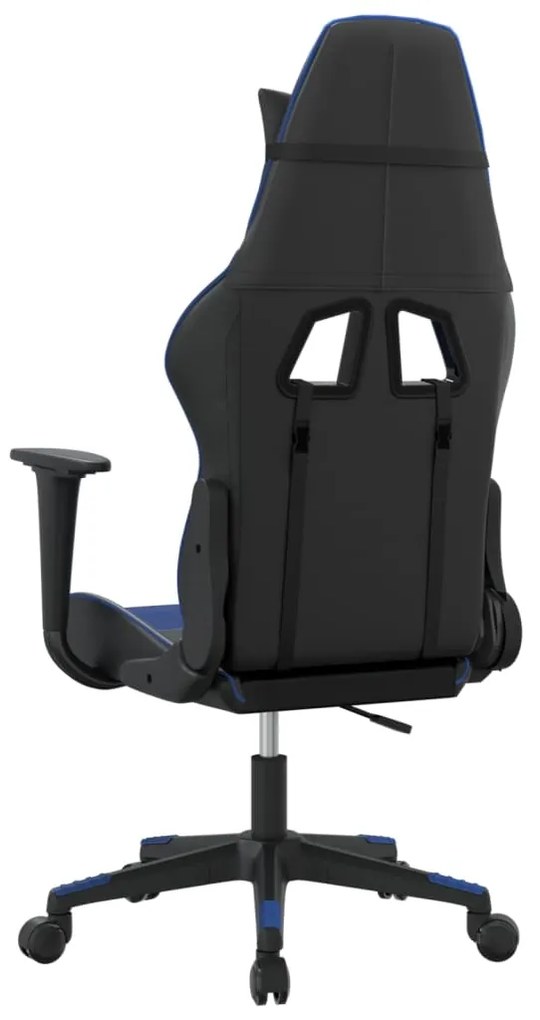 Cadeira gaming de massagens couro artificial preto e azul