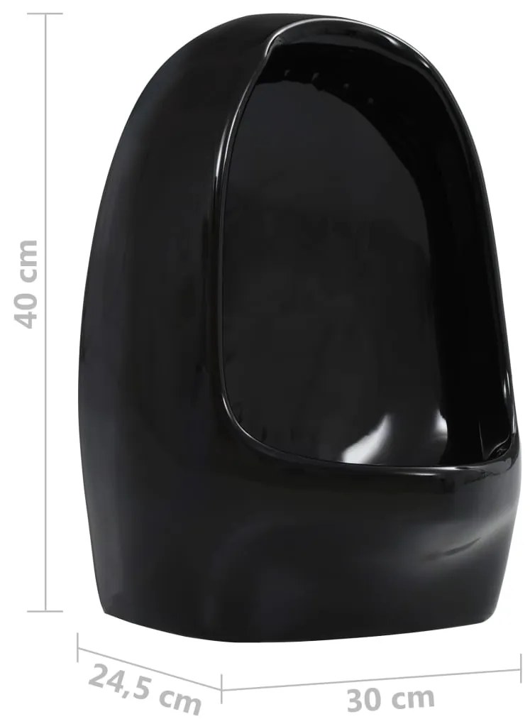 Urinol de parede com válvula de descarga cerâmica preto