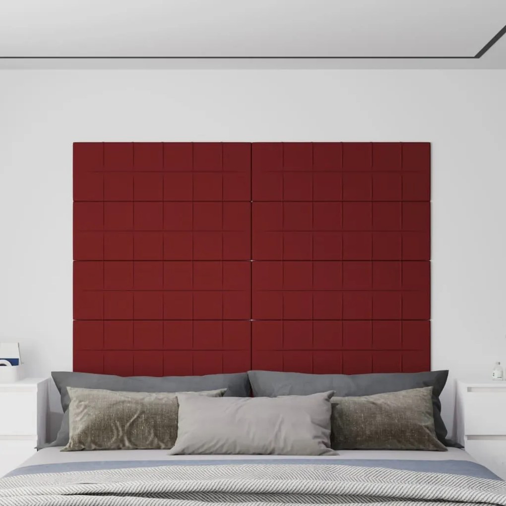344118 vidaXL Painel parede 12 pcs 90x30 cm tecido 3,24 m² vermelho tinto