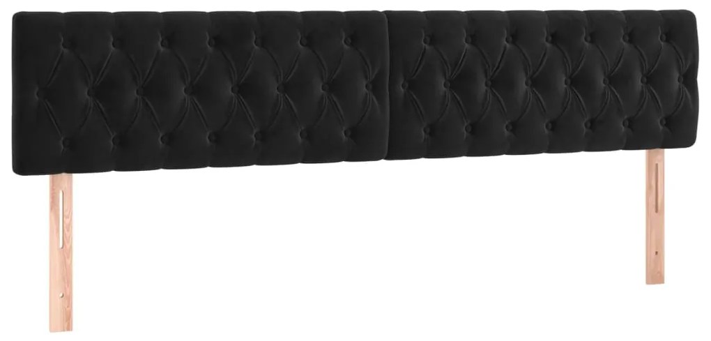 Cabeceira de cama c/ luzes LED veludo 180x7x78/88 cm preto