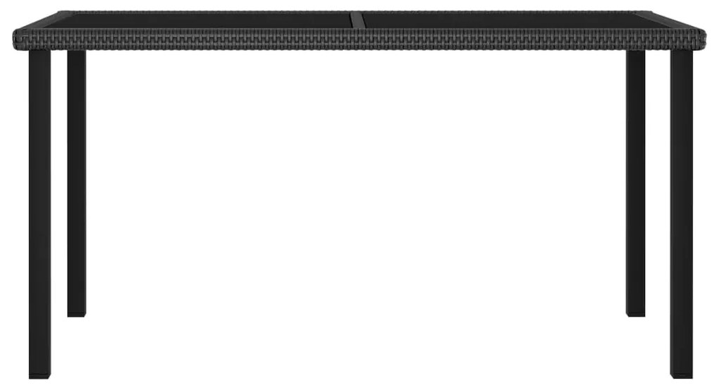 7 pcs conjunto de jantar para jardim vime PE preto