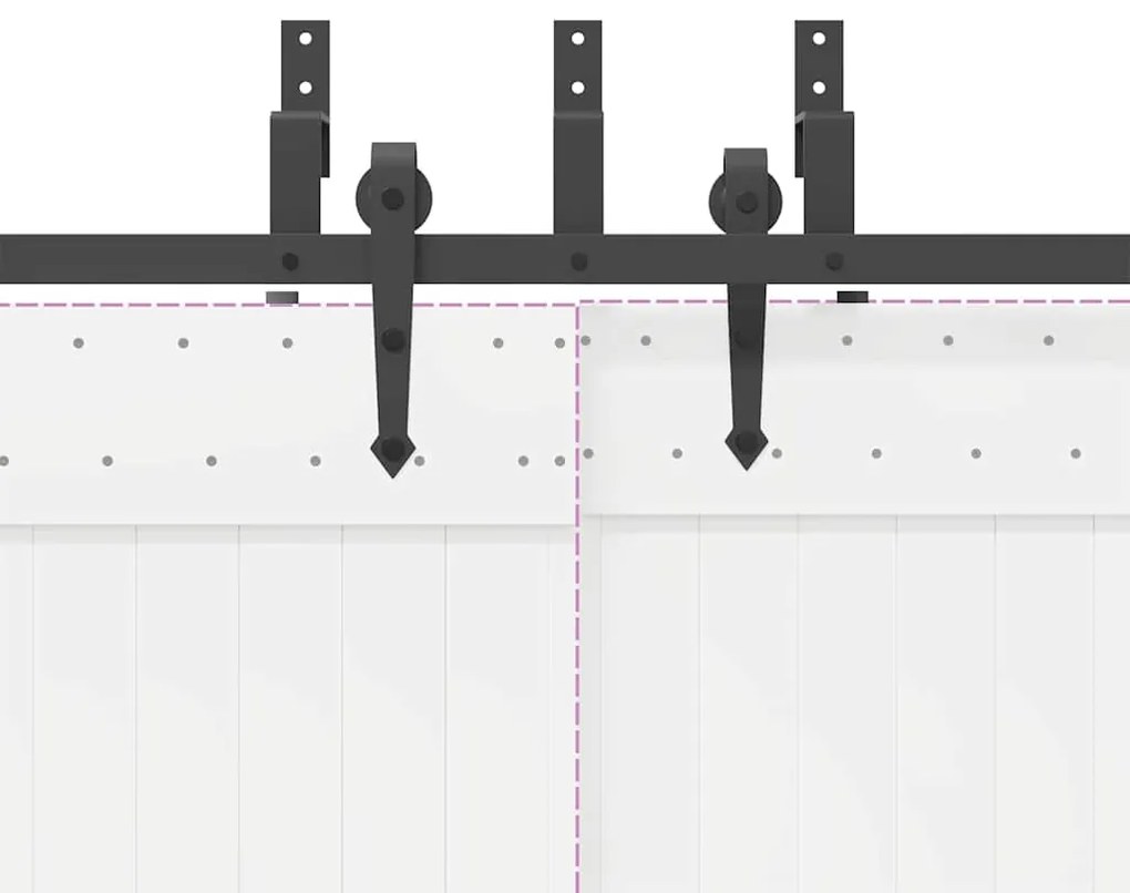 Kit de ferragens para porta deslizante 427 cm aço preto