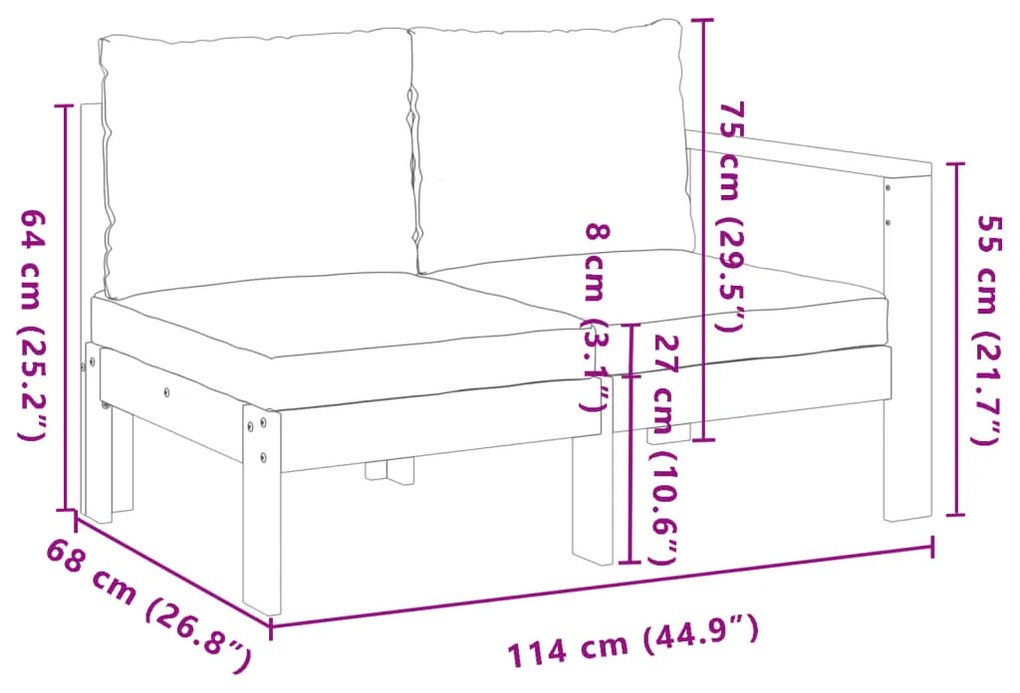 4 pcs conjunto de sofás de jardim com almofadões acácia maciça